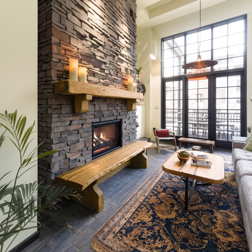 Rustic Fireplace Mantel Shelf For Cozy Cabin Living Room