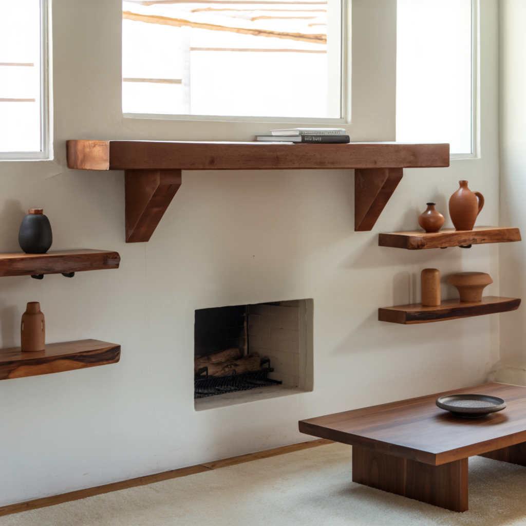 Rustic Fireplace Mantel Shelf For Living Room Cabin Decor