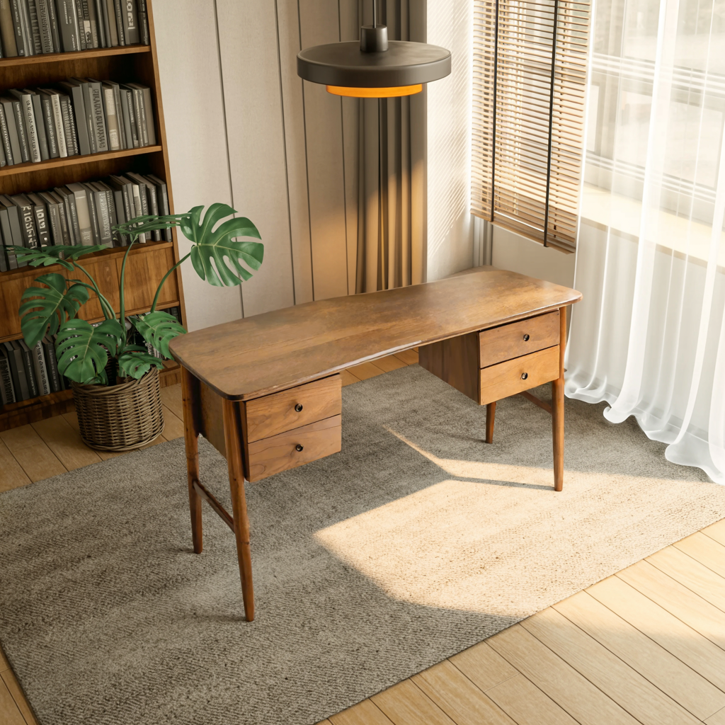 Mid Century Writing Desk For Bedroom Workspace Or Study Nook