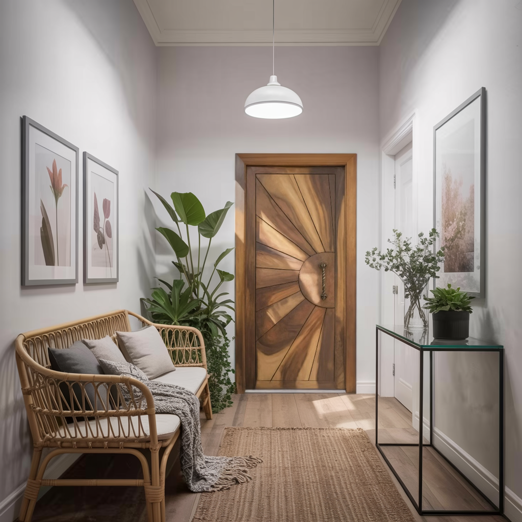 Modern Sunburst Front Door Design For Entryway