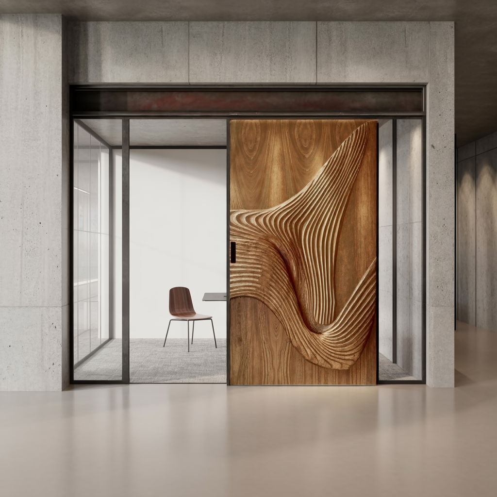 Modern Carved Sliding Door For Bathroom And Entrance