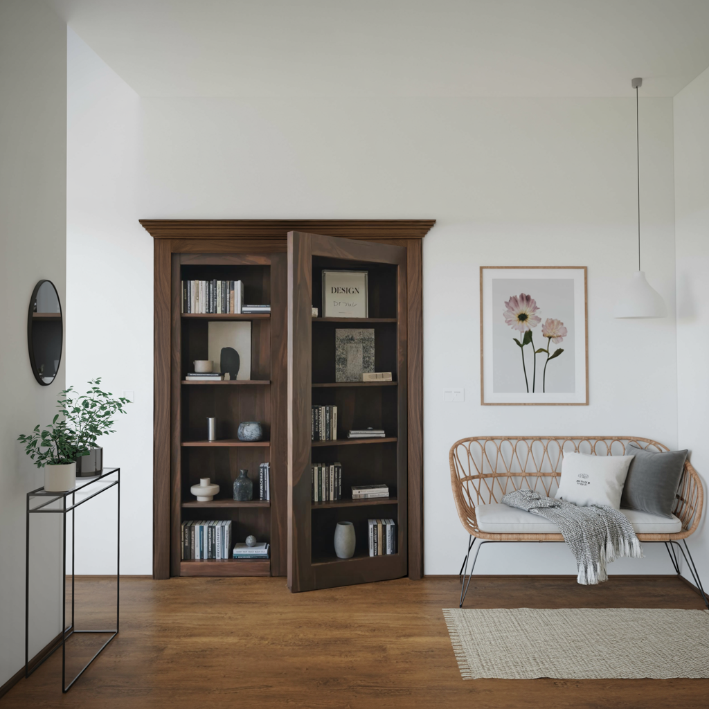 Modern Hidden Door Bookshelf For Home Office Or Living Room