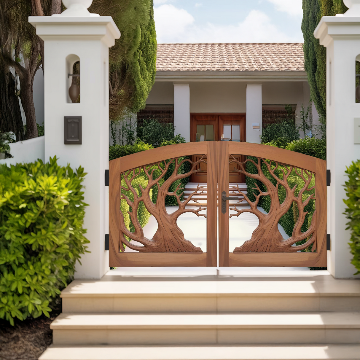 Rustic Tree Branch Gate Design For Garden Entrance