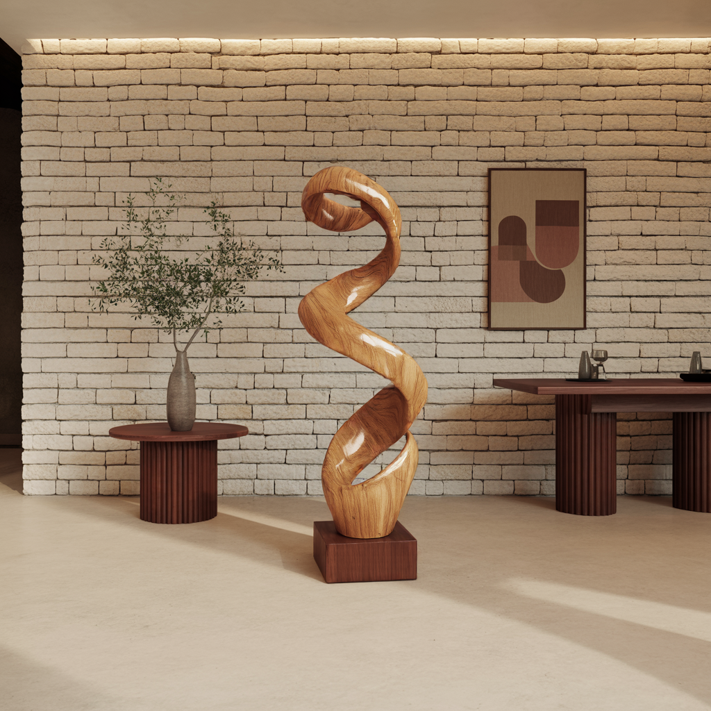 Rustic Large Twisted Spiral Floor Art For Office Decor