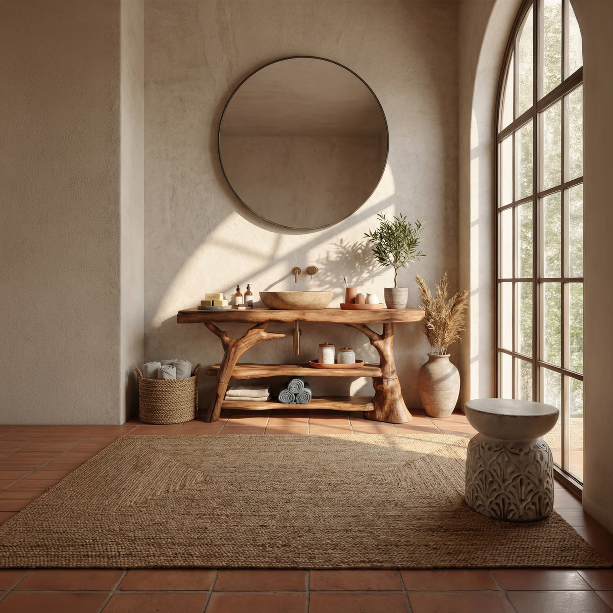 Handcrafted Live Edge Bathroom Vanity Solid Wood Sink For Modern Bathroom