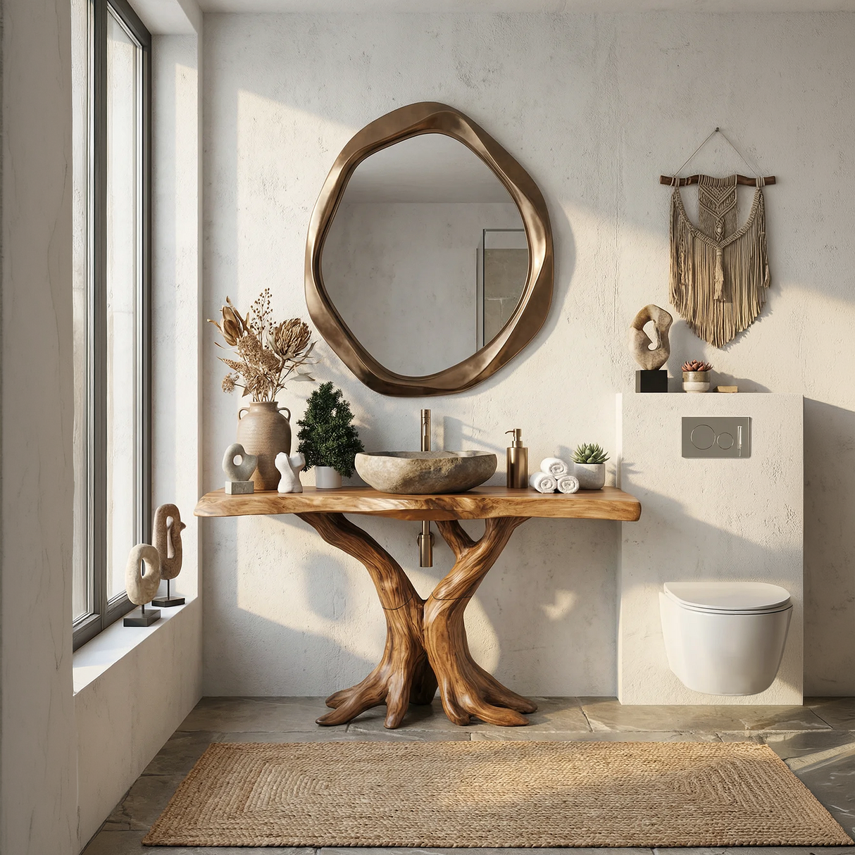 Modern Live Edge Bathroom Vanity Handmade Wood For Bathroom Decor
