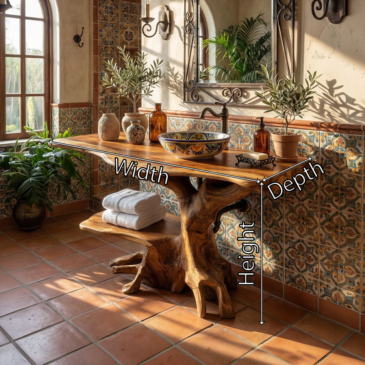 Farmhouse Live Edge Bathroom Vanity Rustic Solid Wood For Bathroom