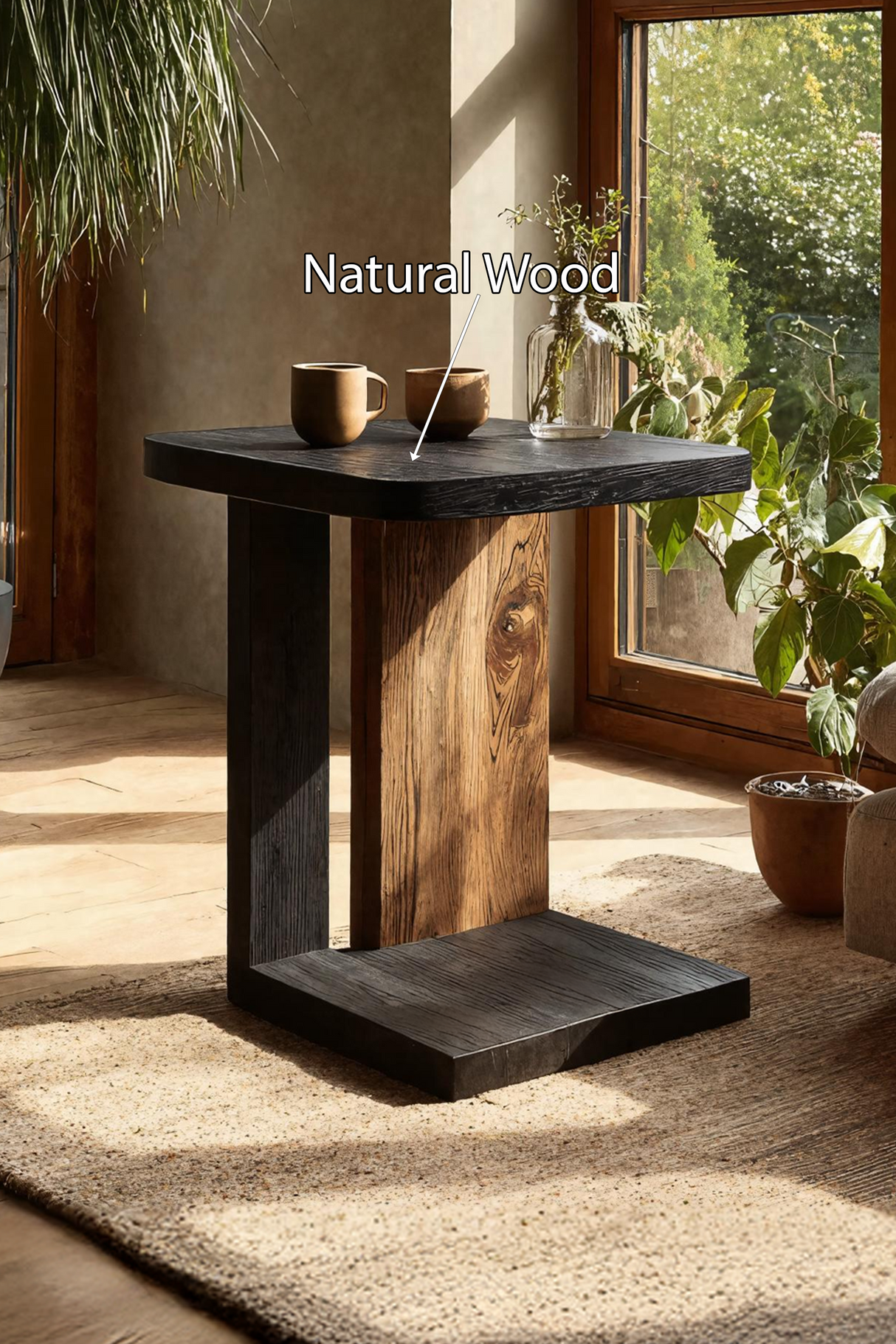 Modern Live Edge Side Table For Designer Furniture Decor