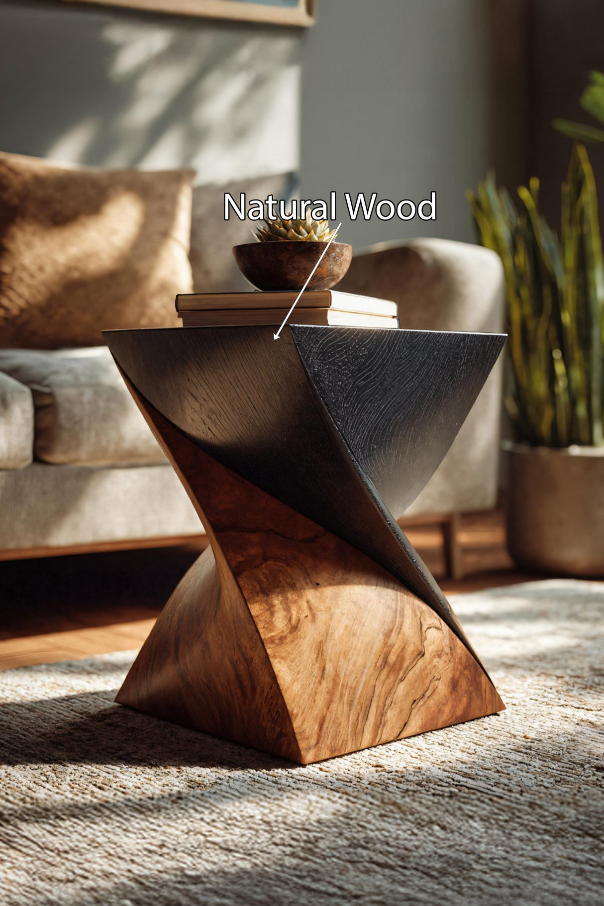 Handcrafted Wooden Side Table For Living Room Art Style