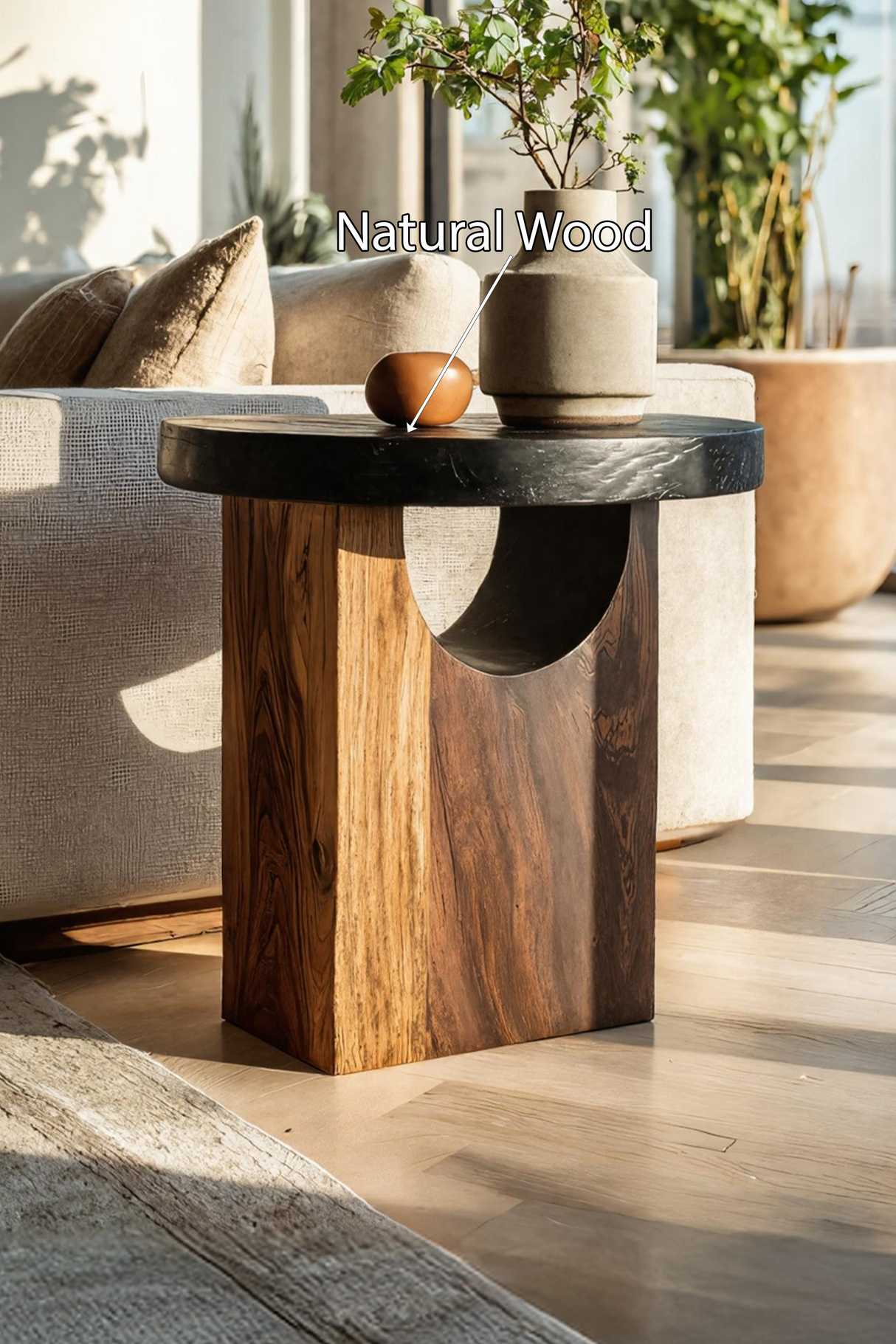 Farmhouse Solid Wood End Table For Barn Style Interiors