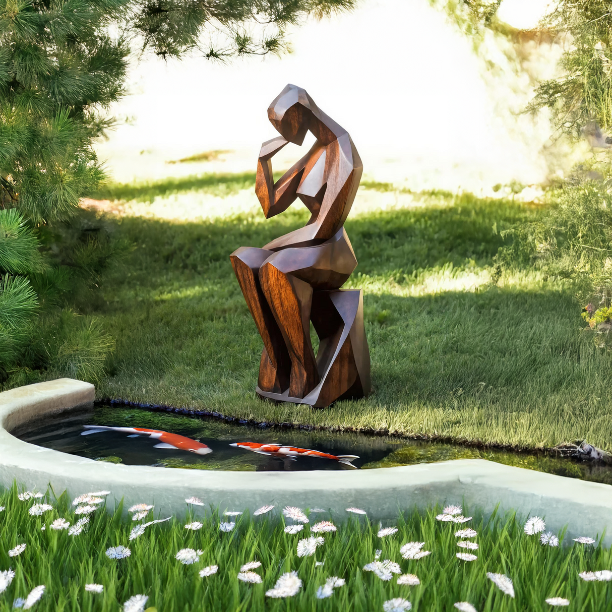 Farmhouse Wooden Sculpture For Garden Rustic Wall Decor