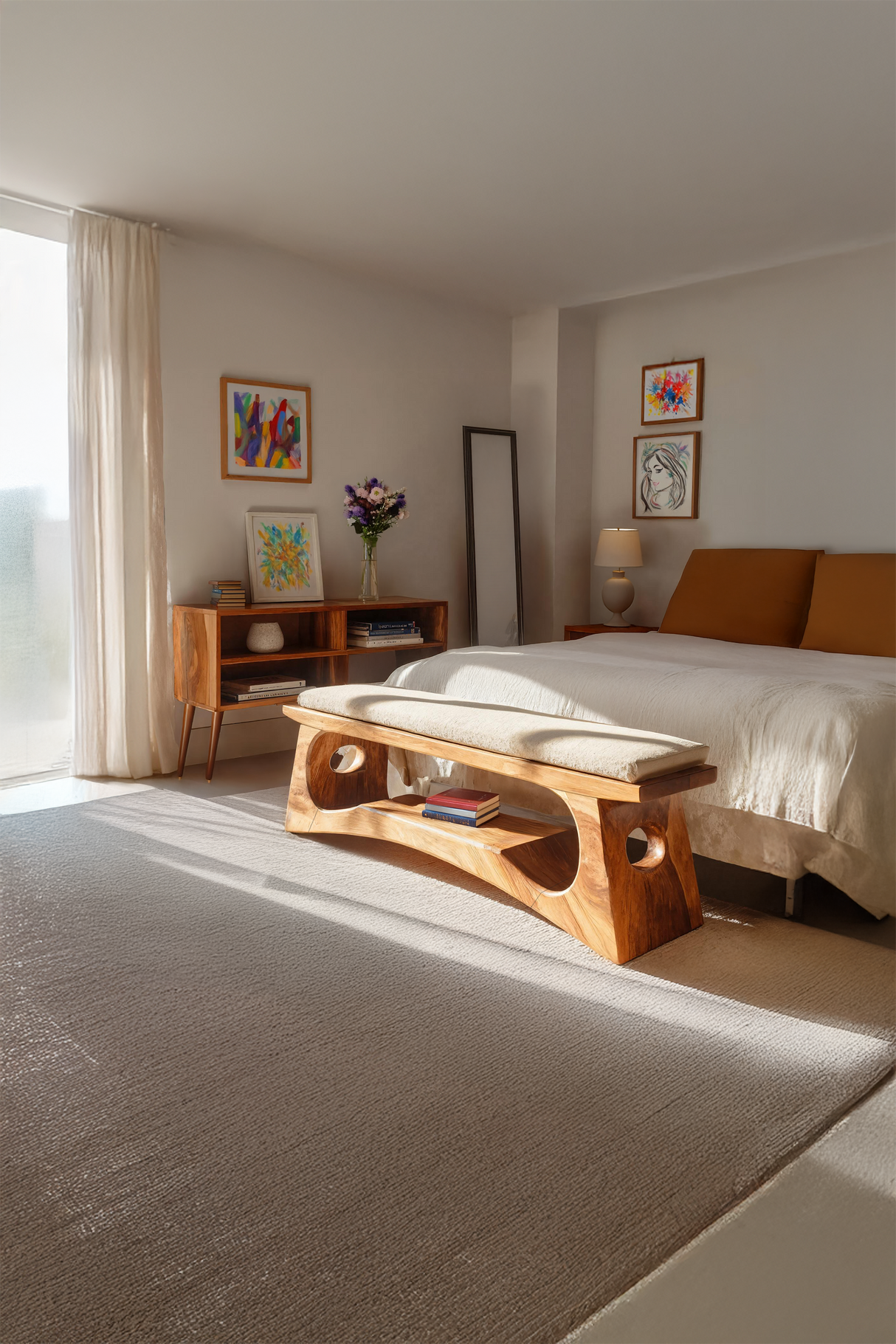 Modern Wooden Bench For Natural Bedroom Decor