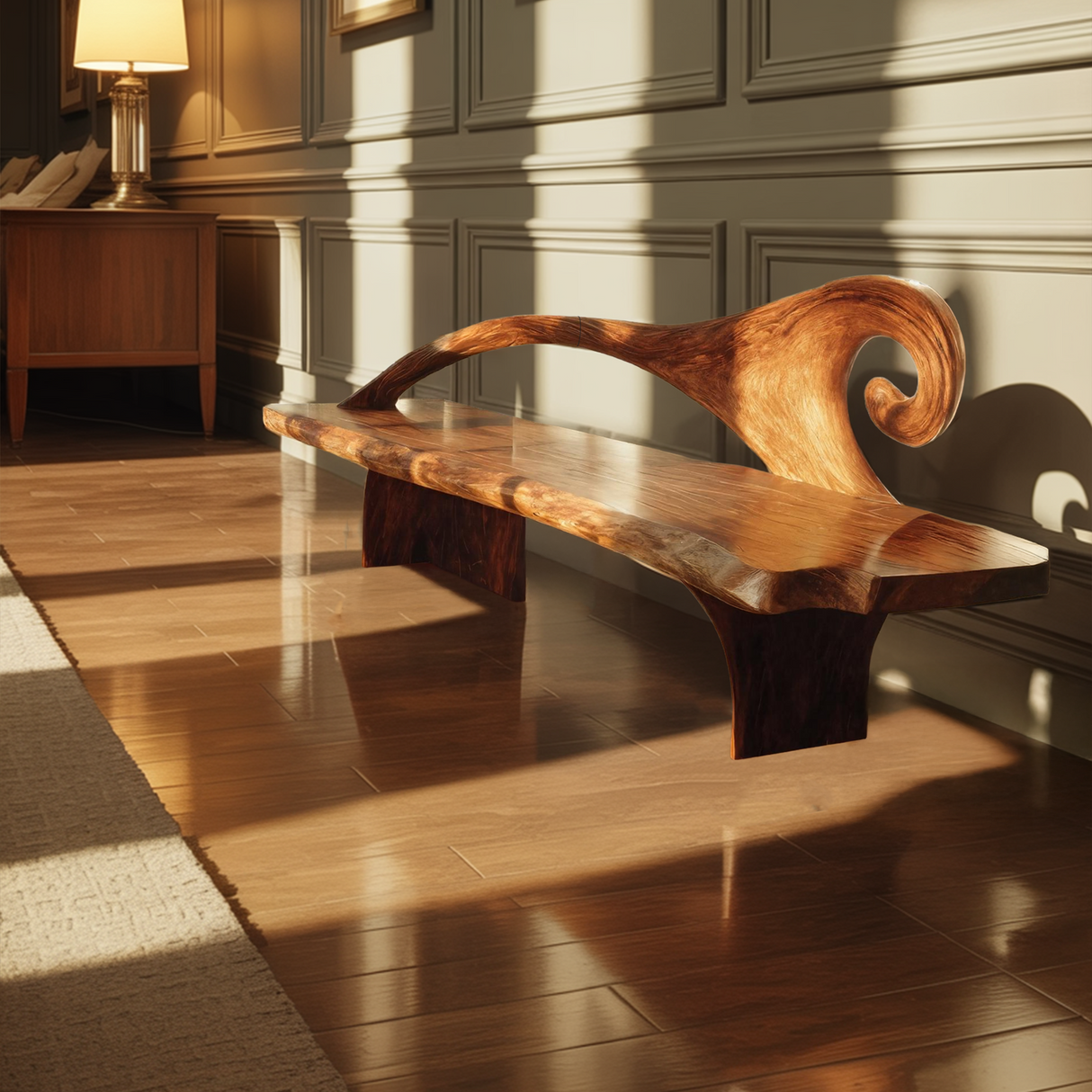 Natural Rustic Wood Entryway Bench For Home Hallway
