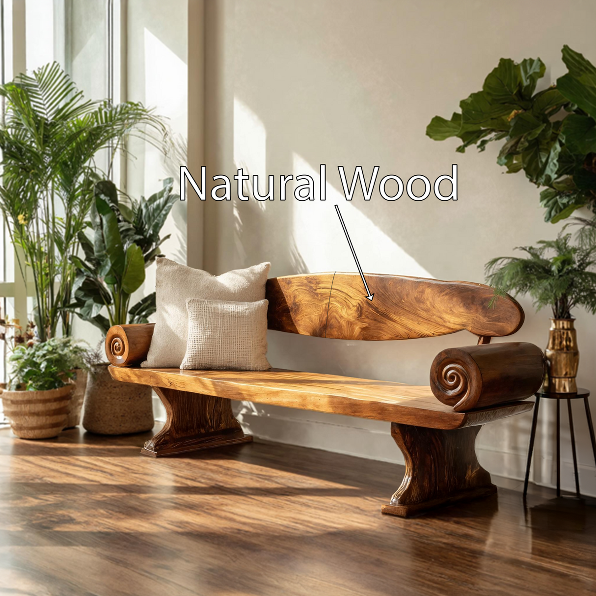 Live Edge Solid Wood Bench For Entryway Furniture Design