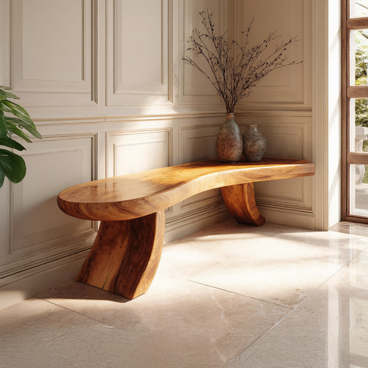 Handmade Live Edge Entryway Bench For Minimalist Home Decor