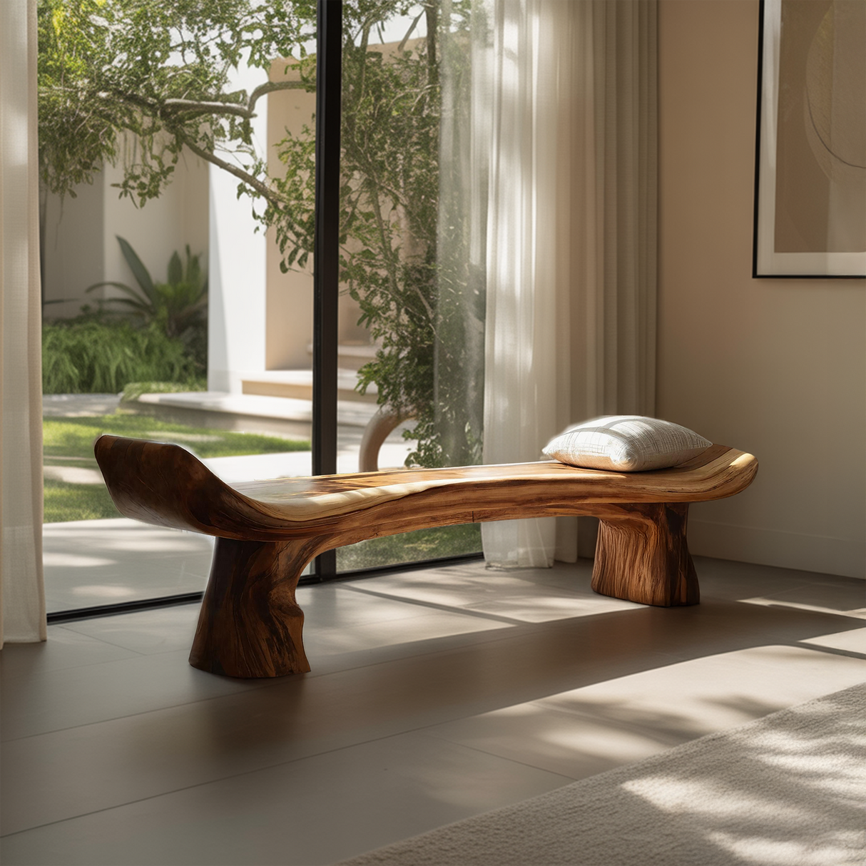 Live Edge Rustic Wood Bench For Entryway Home Decor