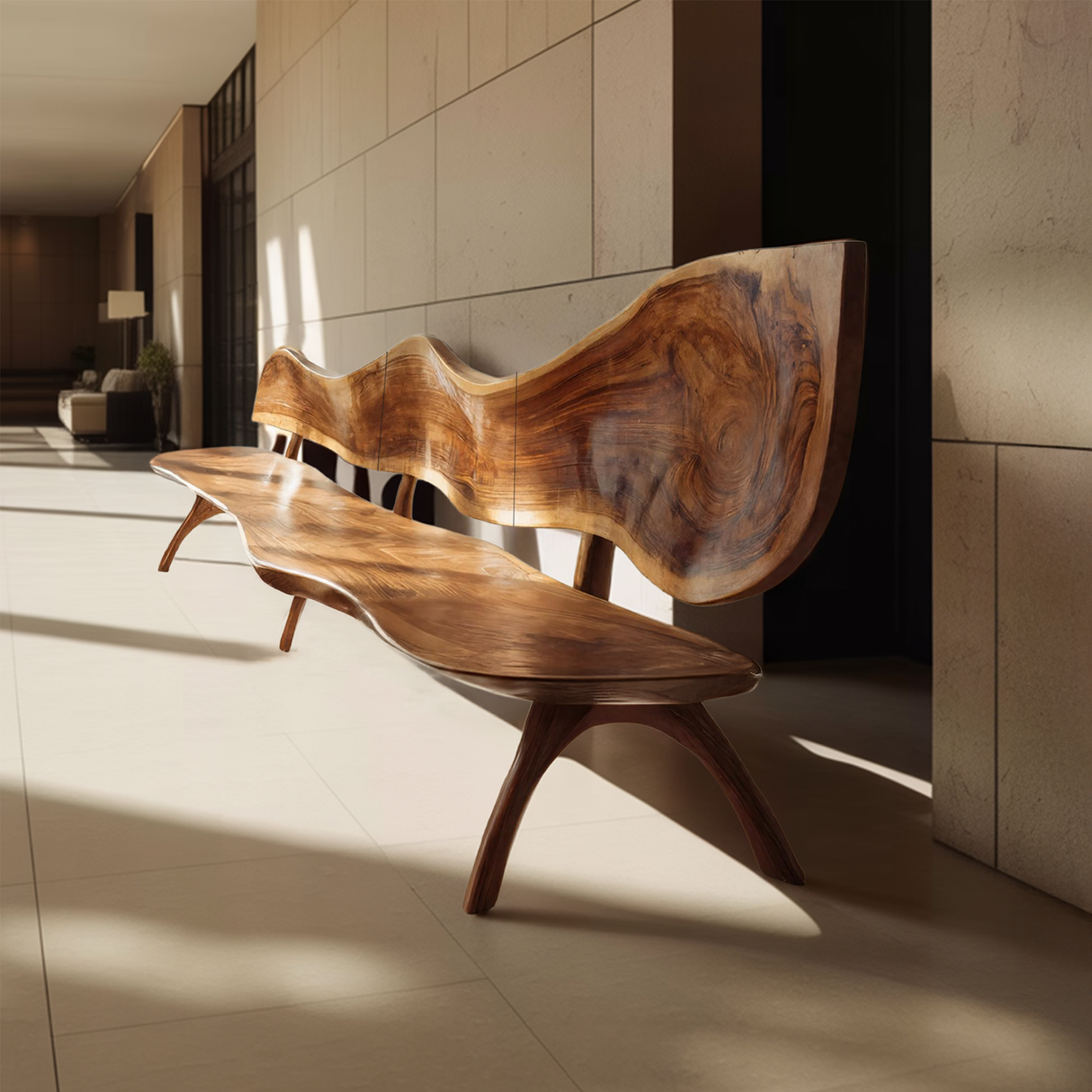 Live Edge Solid Wood Bench For Entryway Sitting Area