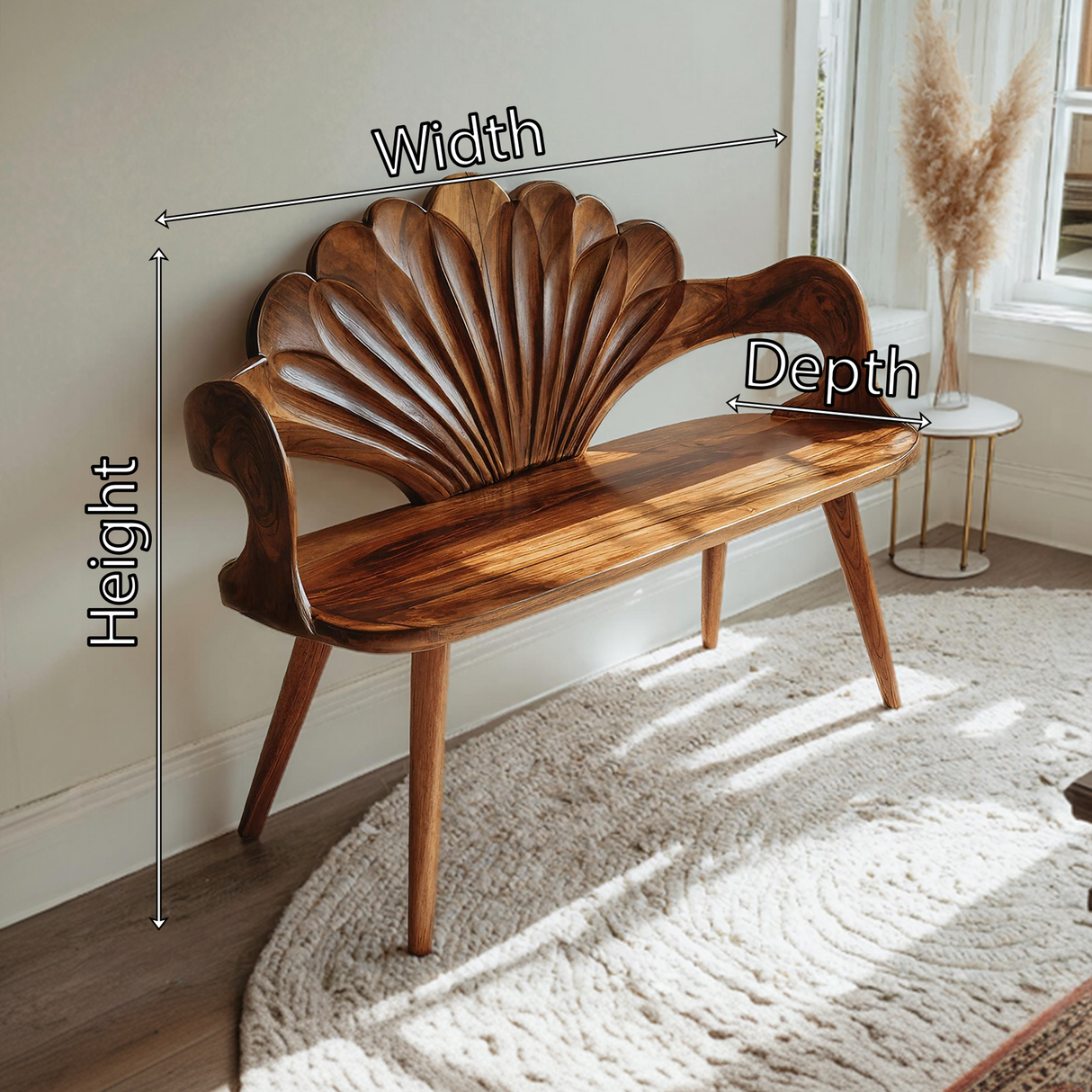 Rustic Natural Wood Bench For Entryway And Hallway