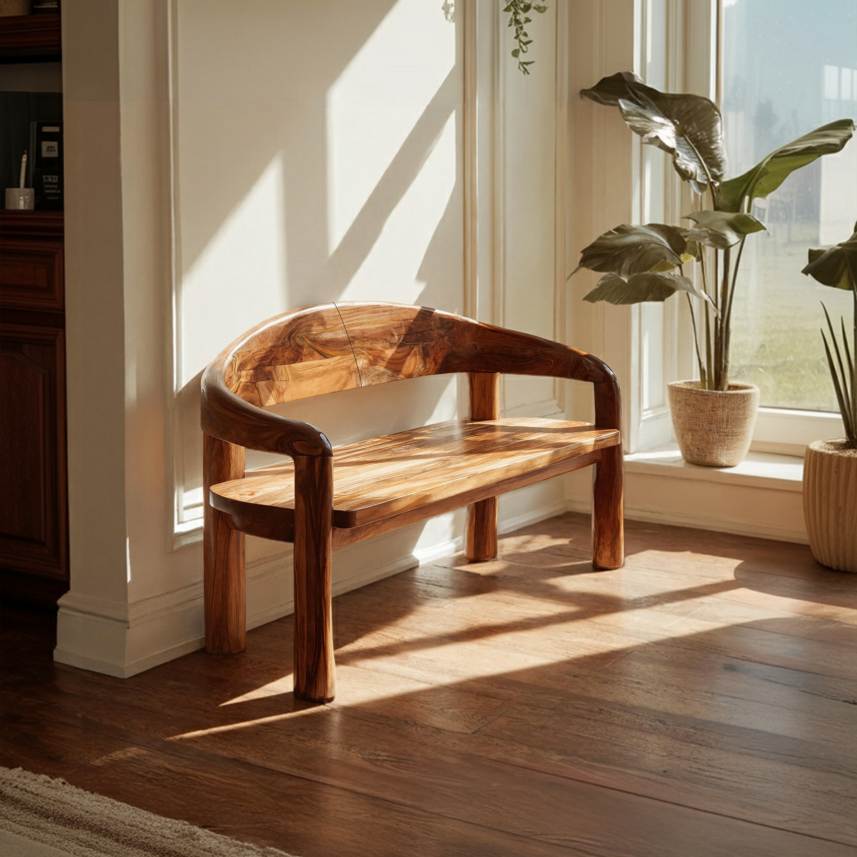 Solid Wood Live Edge Entryway Bench For Modern Interiors
