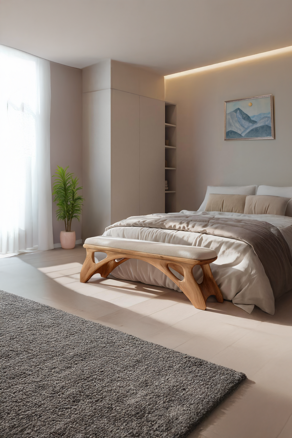 Handcrafted Bedroom Bench For Natural Interior Styling