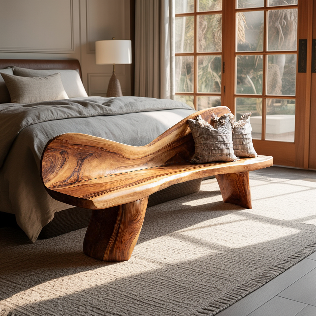 Rustic Solid Wood Bench For Entryway And Foyer Decor