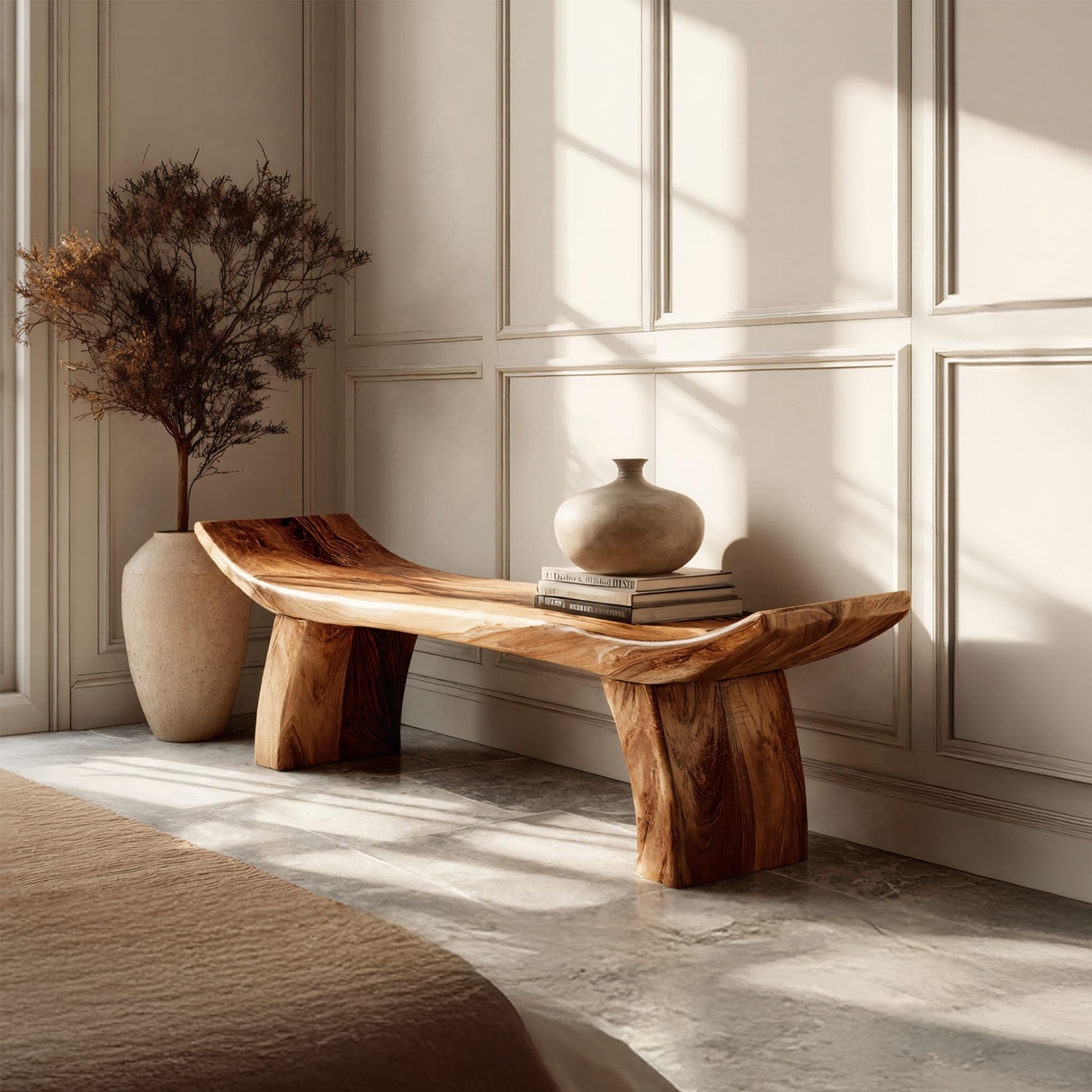 Solid Wood Entryway Bench For Foyer And Hallway Spaces