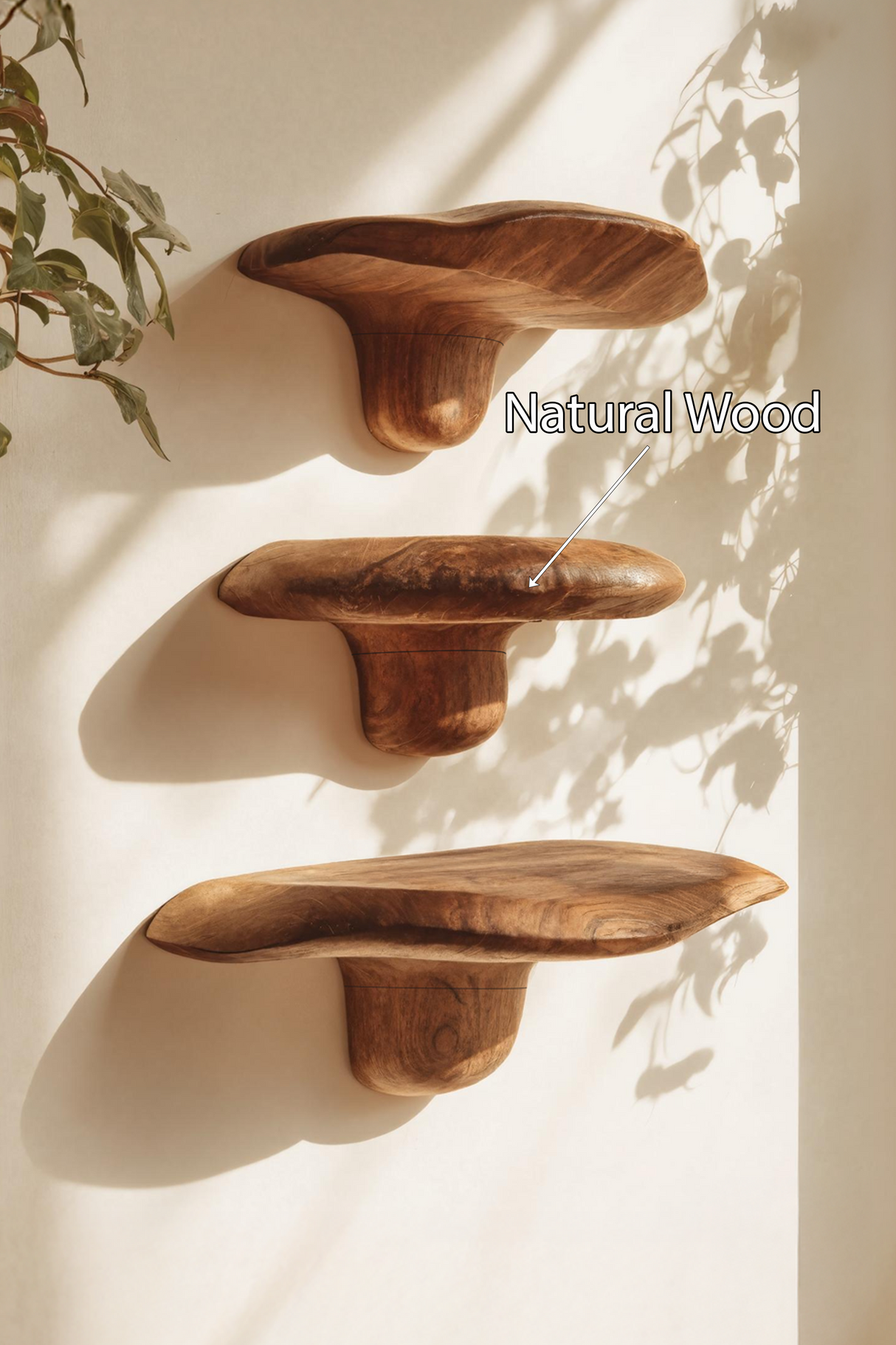 Modern Handcrafted Live Edge Mushroom Shelf For Living Room Decor