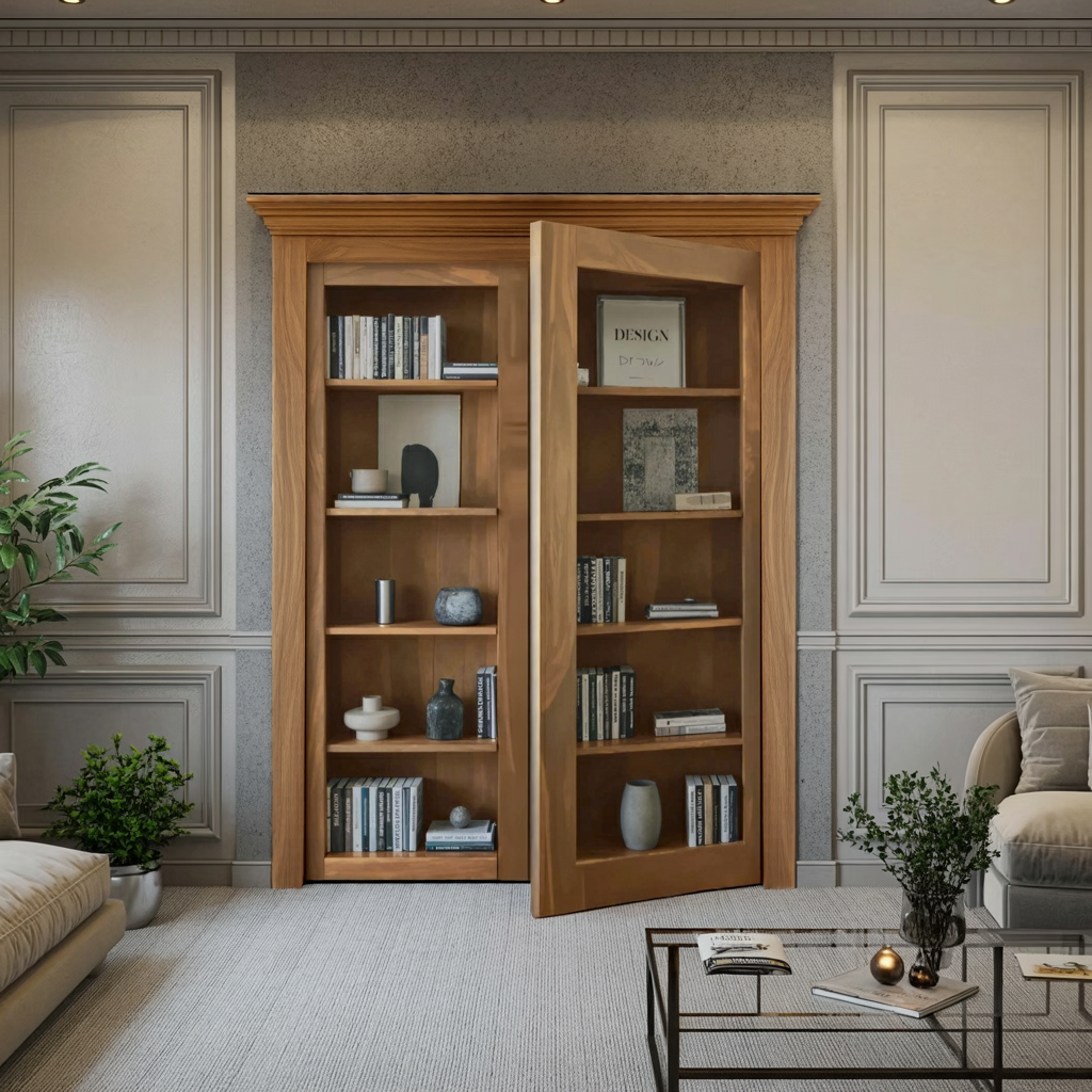 Modern Hidden Door Bookshelf For Home Office Or Living Room