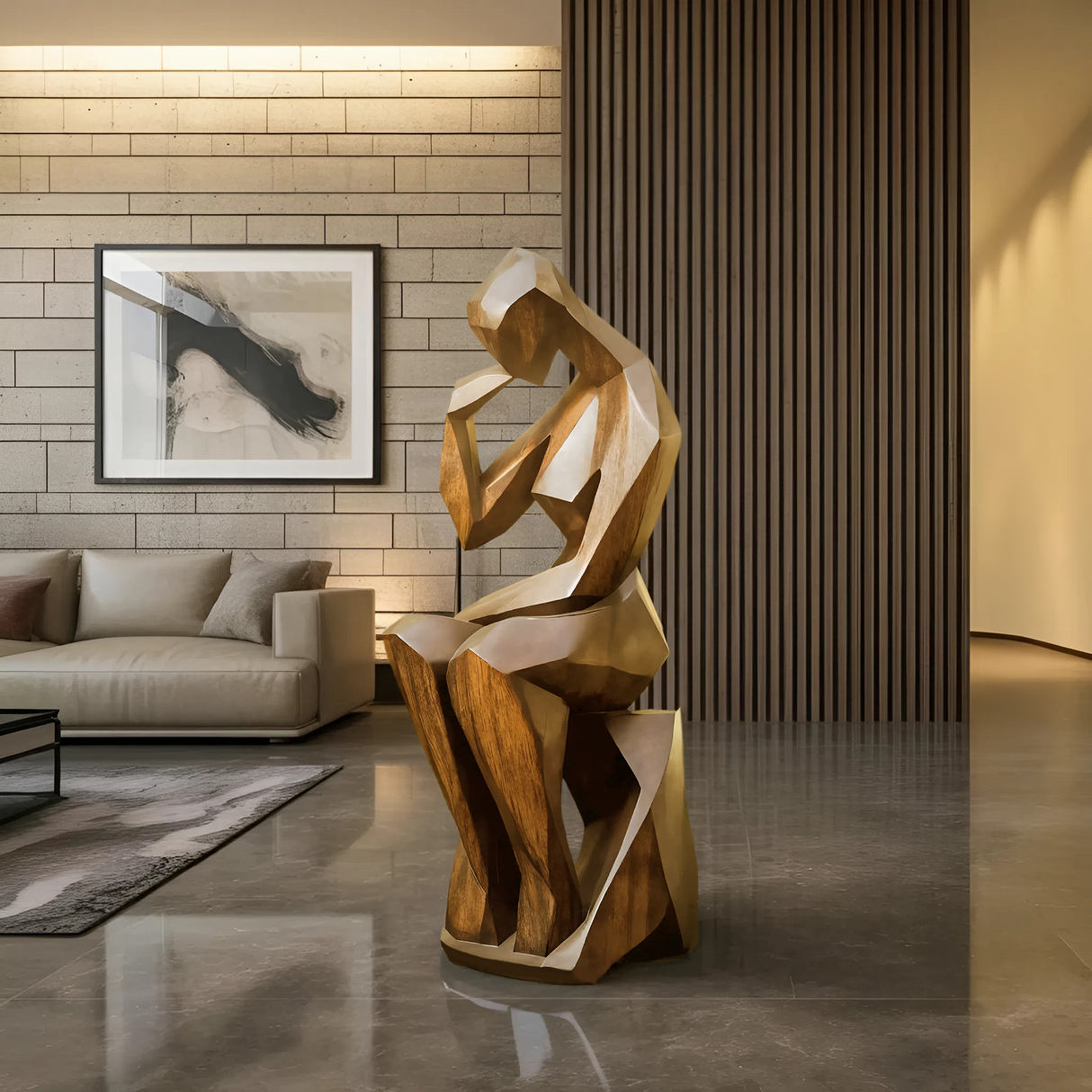 Farmhouse Wooden Sculpture For Garden Rustic Wall Decor