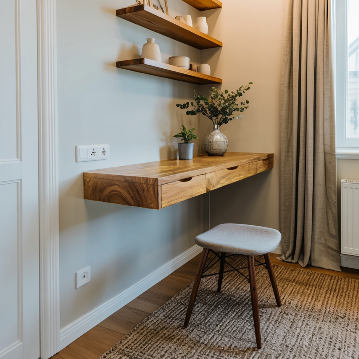 Minimalist Floating Desk With 3 Drawers For Home Office