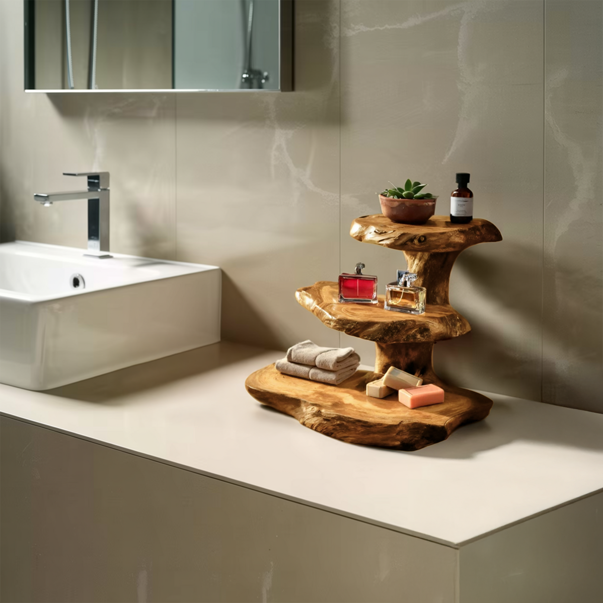 Rustic Bathroom Shelf Nature Inspired For Bathroom