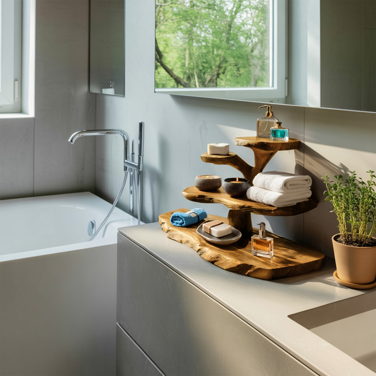 Luxury Curved Bathroom Shelf Tiered Stand For Bathroom Decor