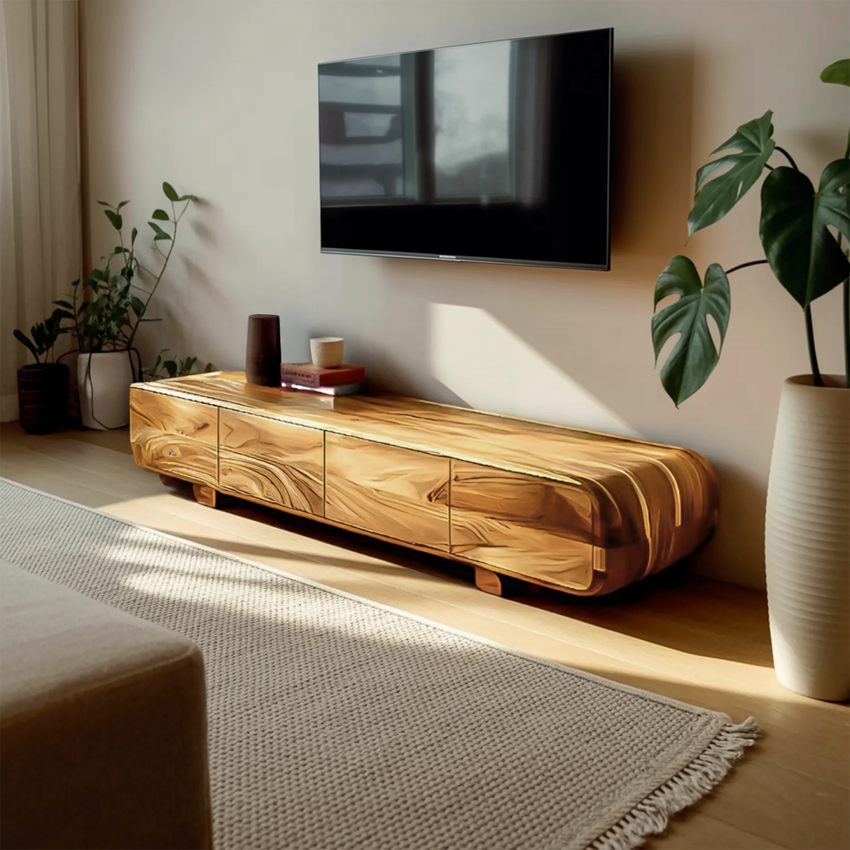 Rustic TV Cabinet With Natural Finishes For Living Room