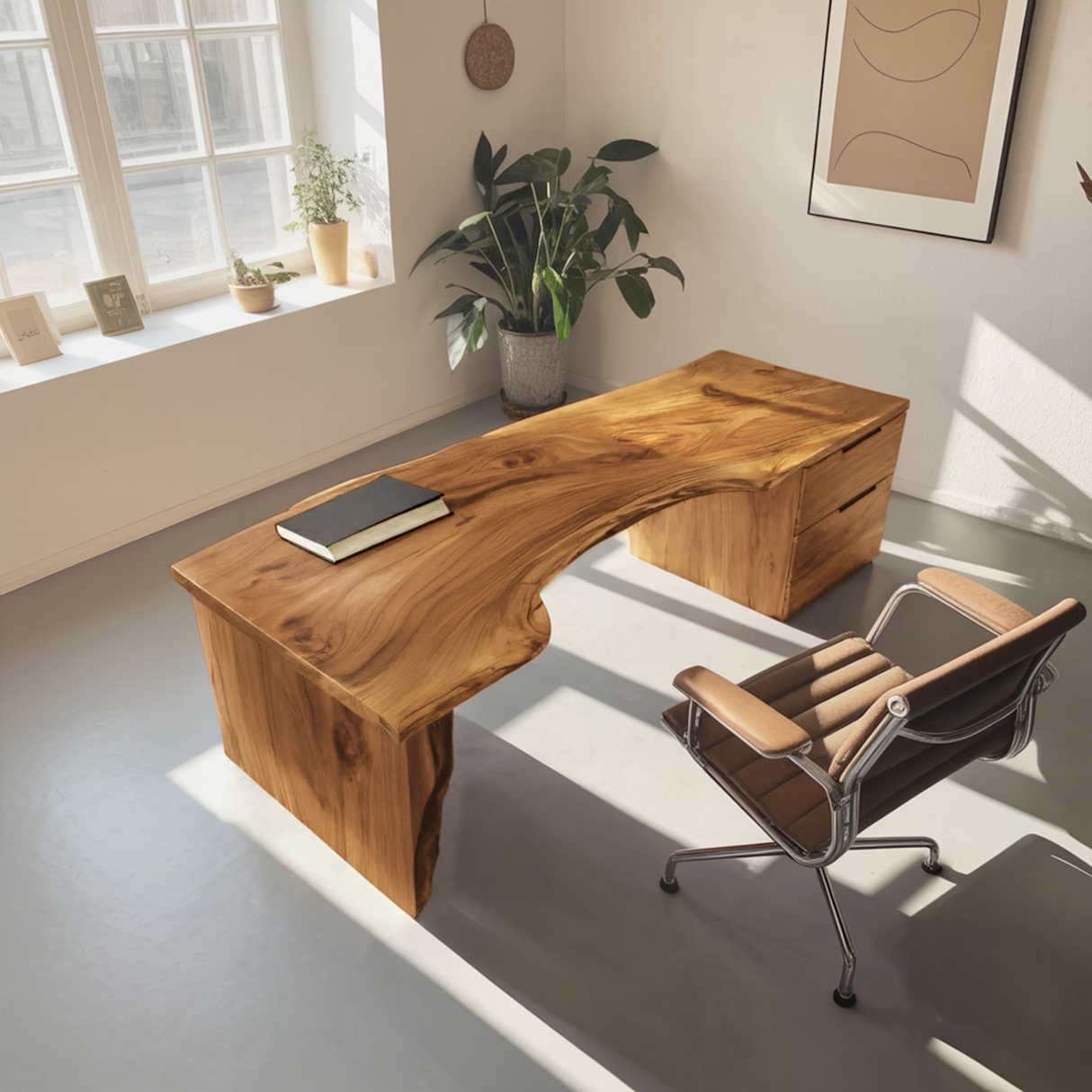 Organic Live Edge Desk For Office Or Studio Interior