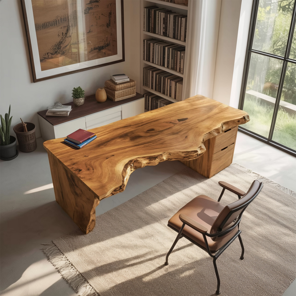 Handcrafted Live Edge Desk For Office Or Workspace