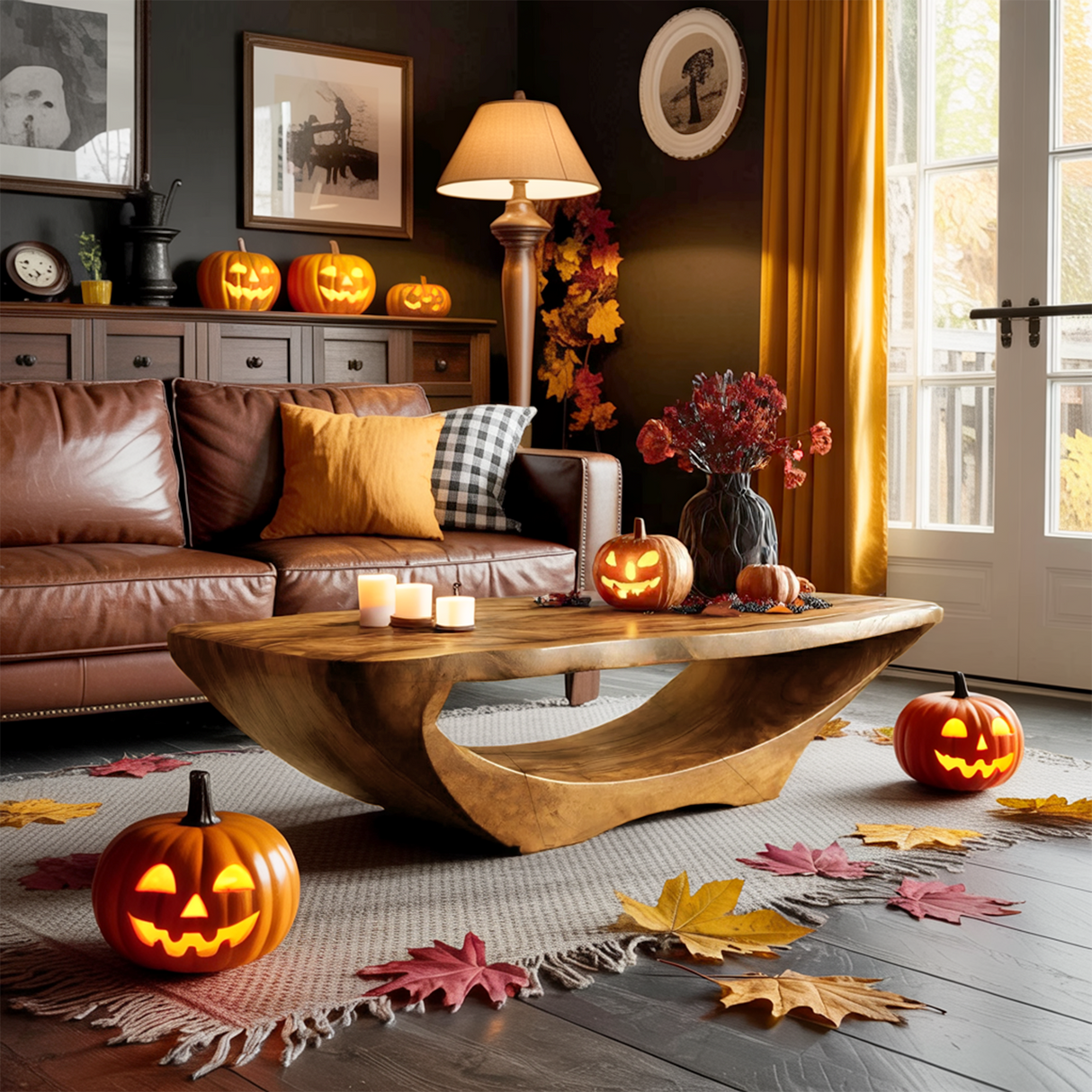 Farmhouse Live Edge Coffee Table Entryway Design Rustic Halloween