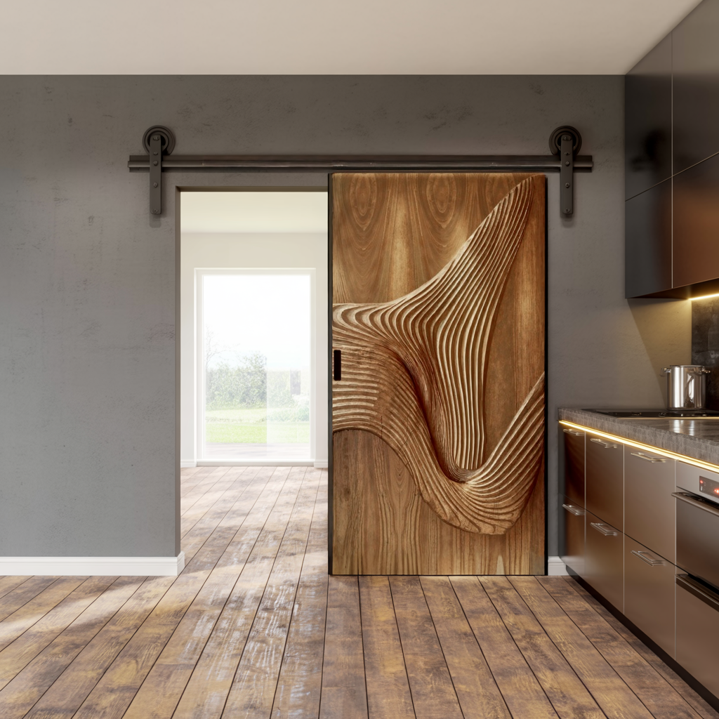 Modern Carved Sliding Door For Bathroom And Entrance