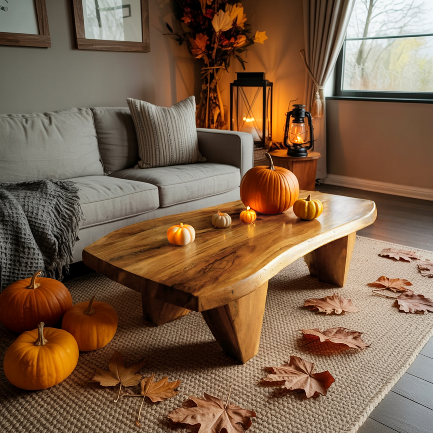 Modern Wooden Live Edge Coffee Table For Living Room Halloween Decor