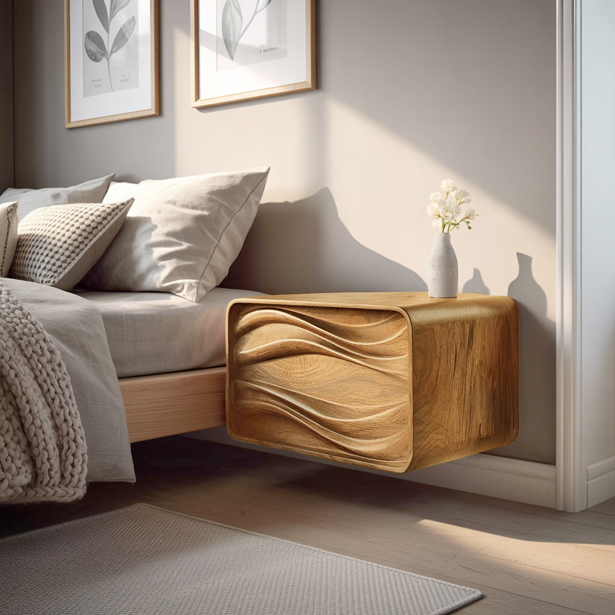 Organic Sculptural Floating Bedside Table For Bedroom Decor