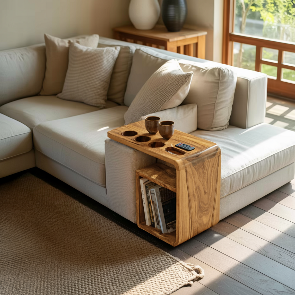 Mid Century Wooden Armrest For Living Room Design