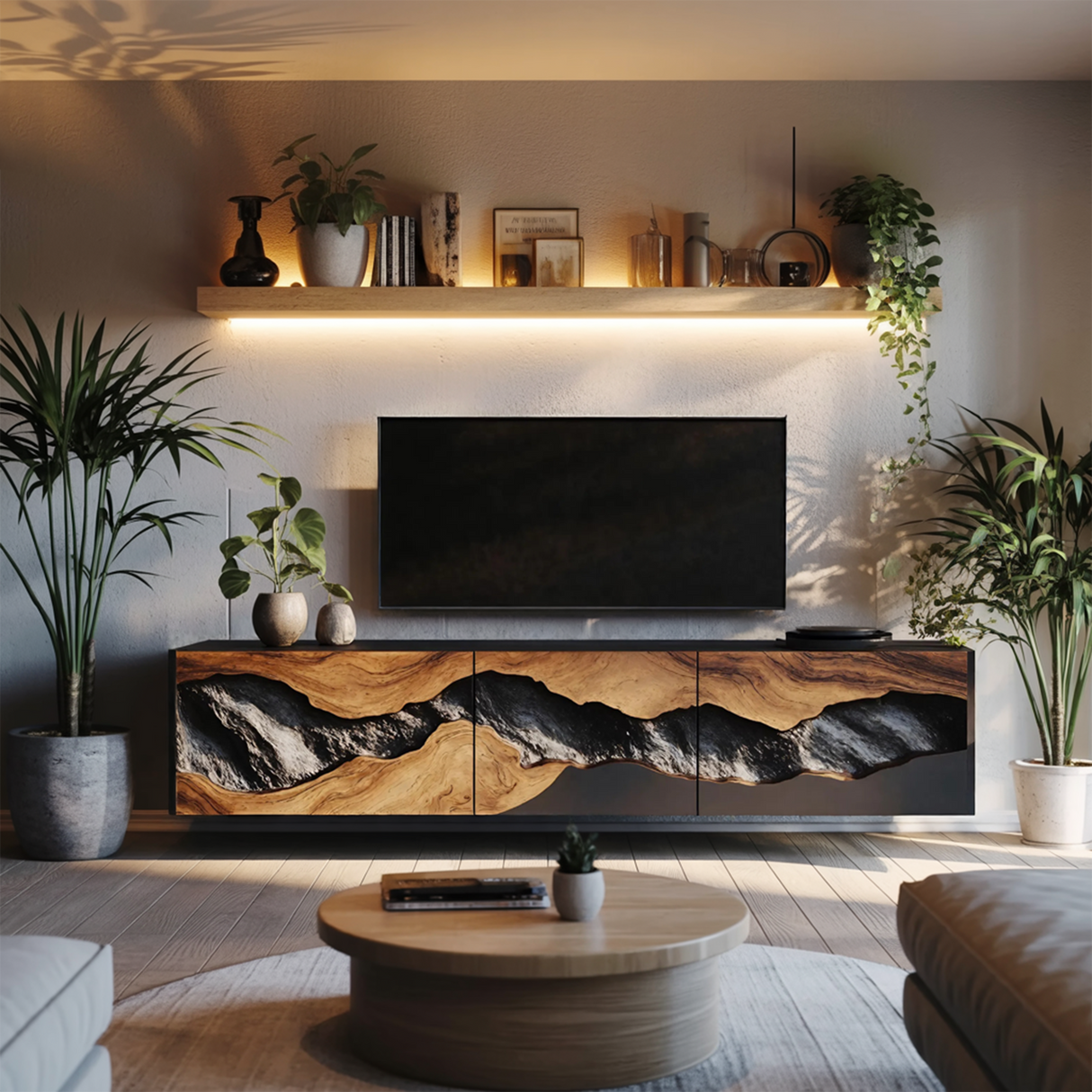 Handcrafted TV Console For Cozy Living Space