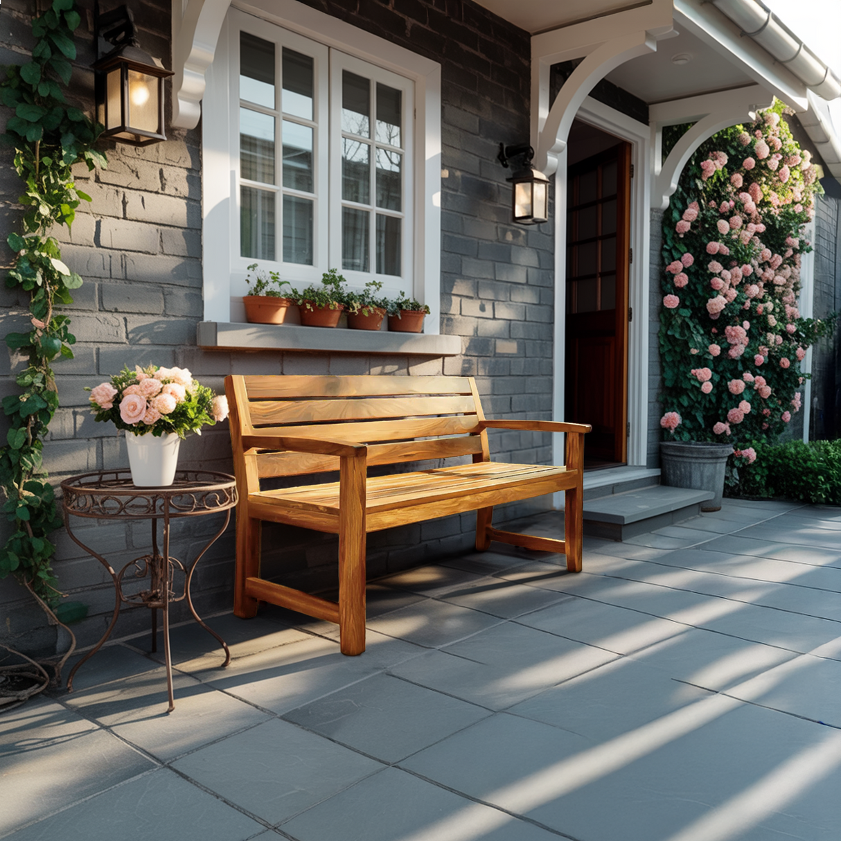 Rustic Outdoor Wood Bench For Natural Landscape