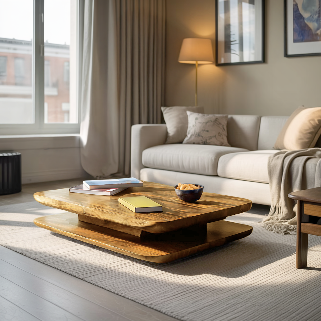 Minimalist Coffee Table Two Layers For Living Decor