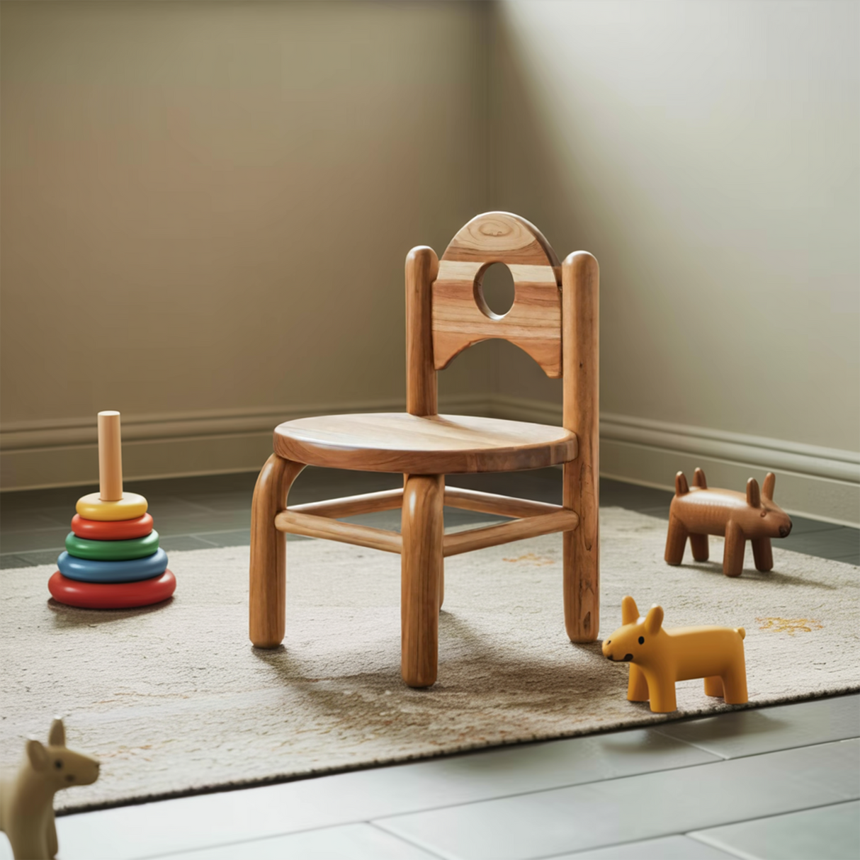Montessori Toddler Chair With Round Backrest For Playroom Preschool And Nursery