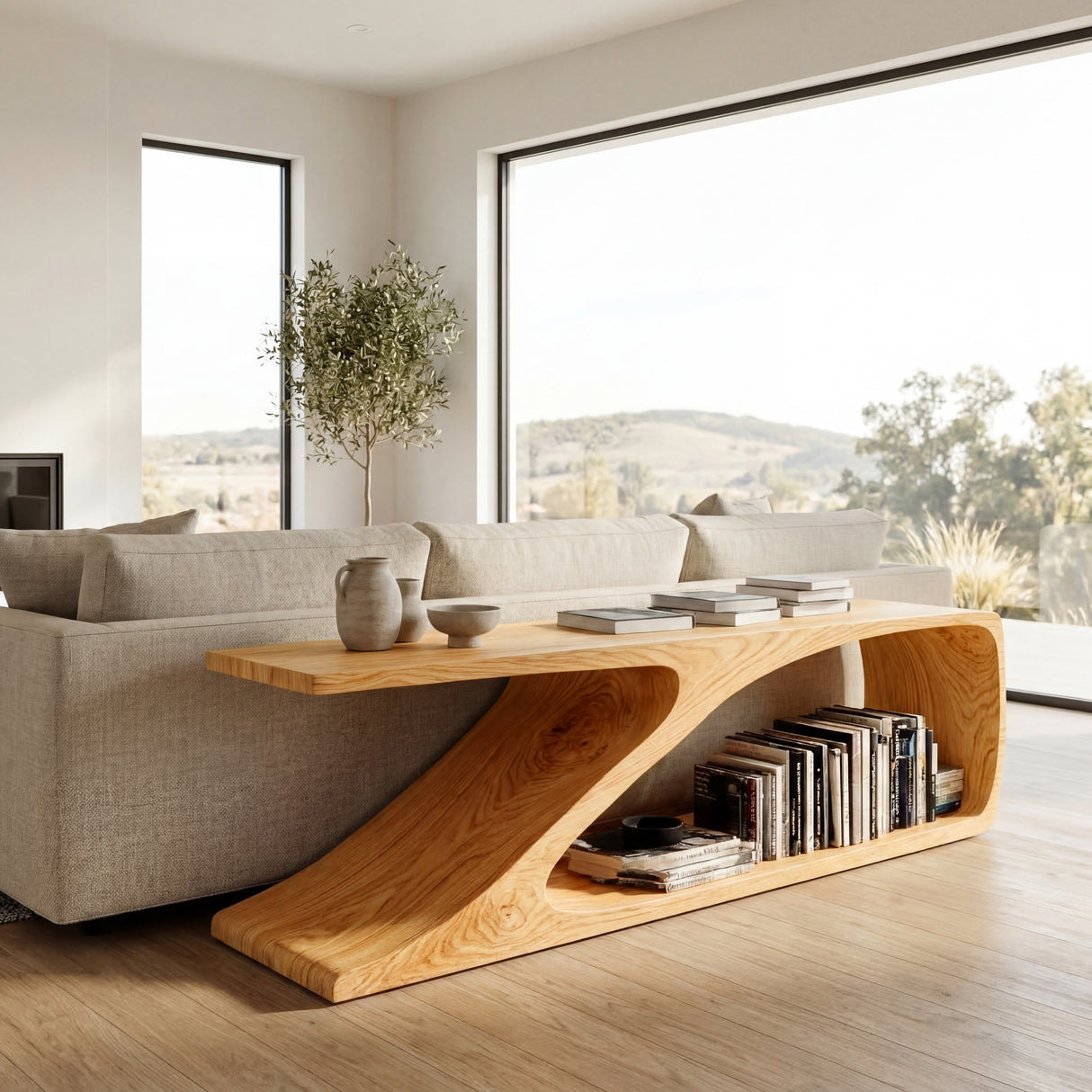 Contemporary Wooden Console Table For Living Room Decor