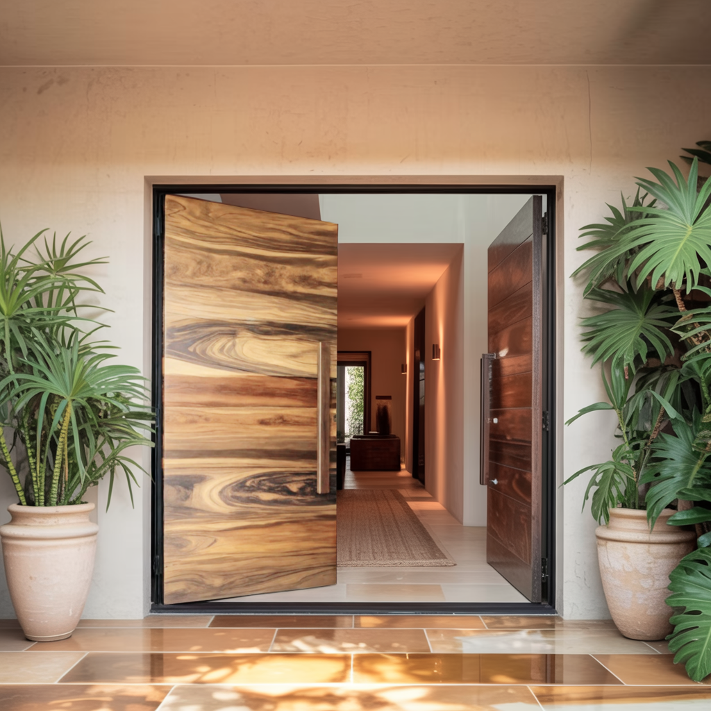 Coastal Pivot Entry Door With Grain Detail For Beach House