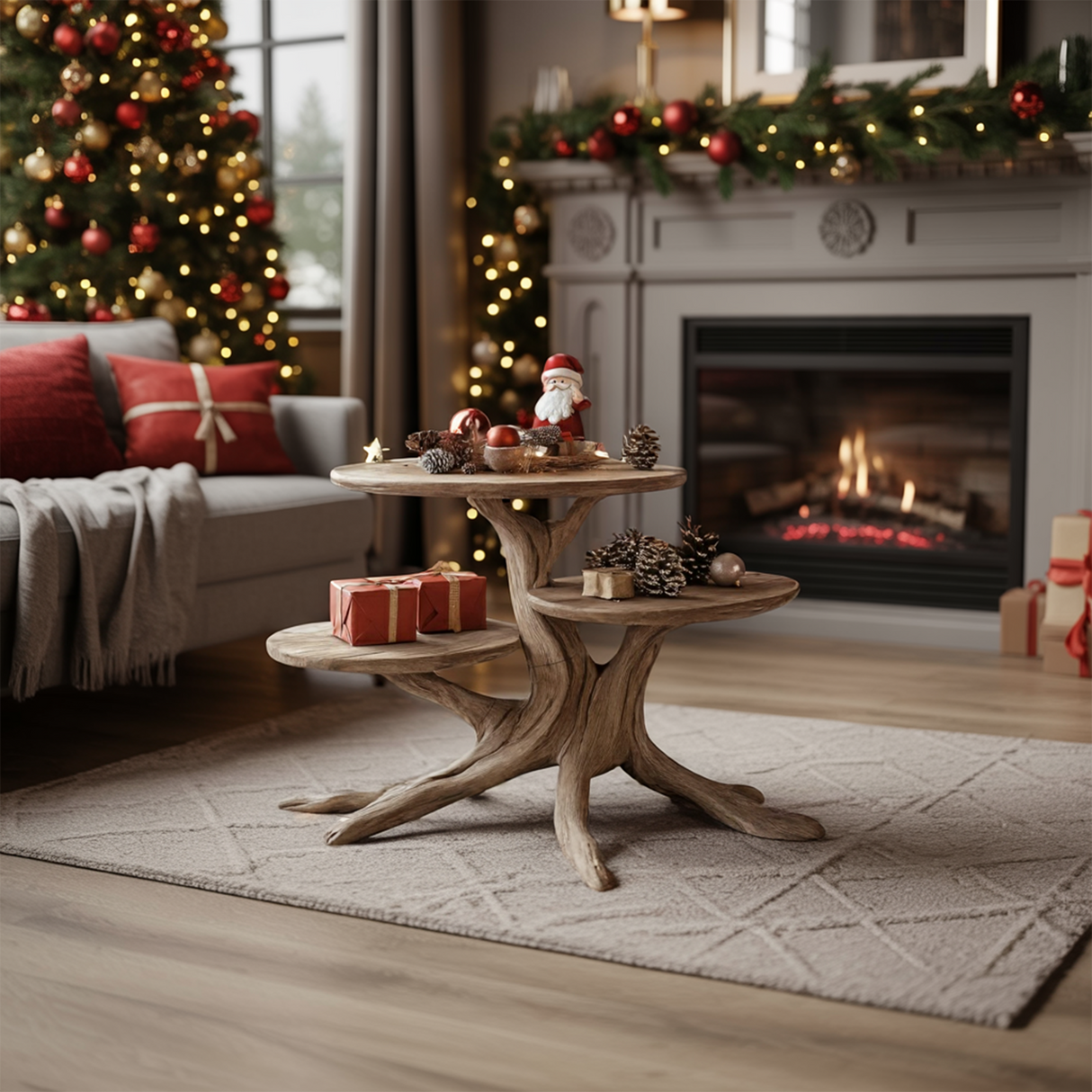 Rustic Solid Wood End Table For Warm Living Room