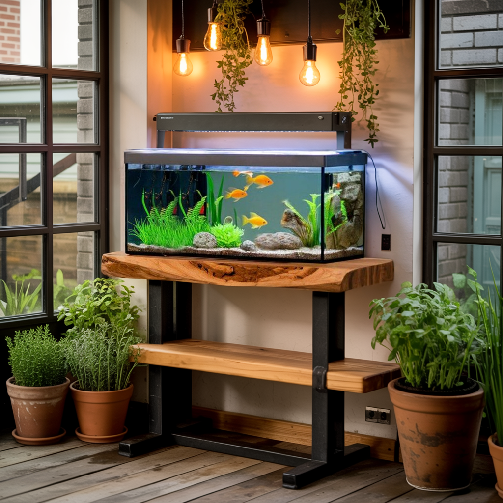 Cozy Living Room Rustic Floating Shelf For Aquarium
