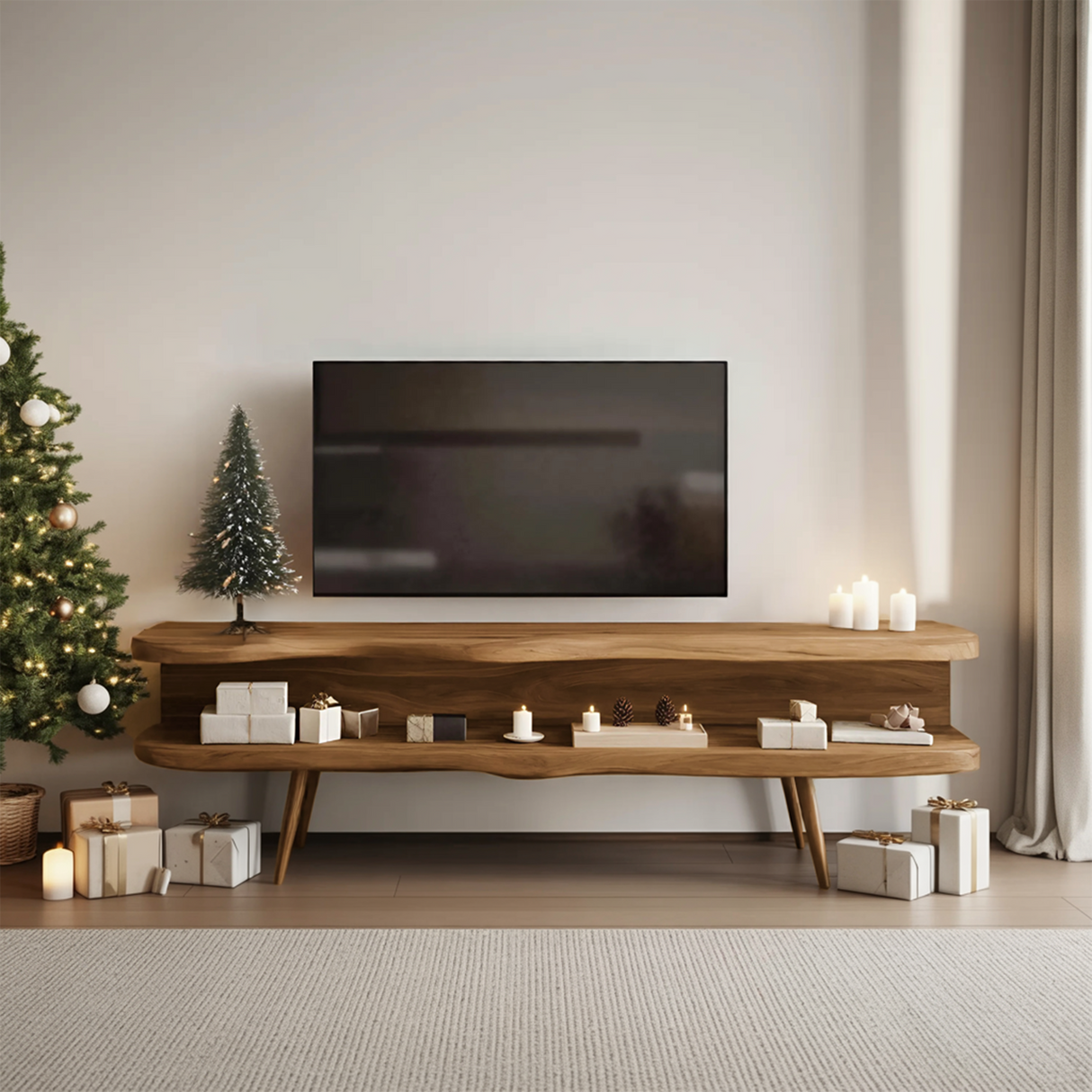Modern Wooden TV Console For Holiday Living Room Furniture Decor