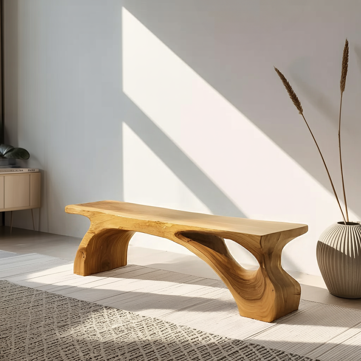 Organic Live Edge Bench For Modern Entryway Or Living Room